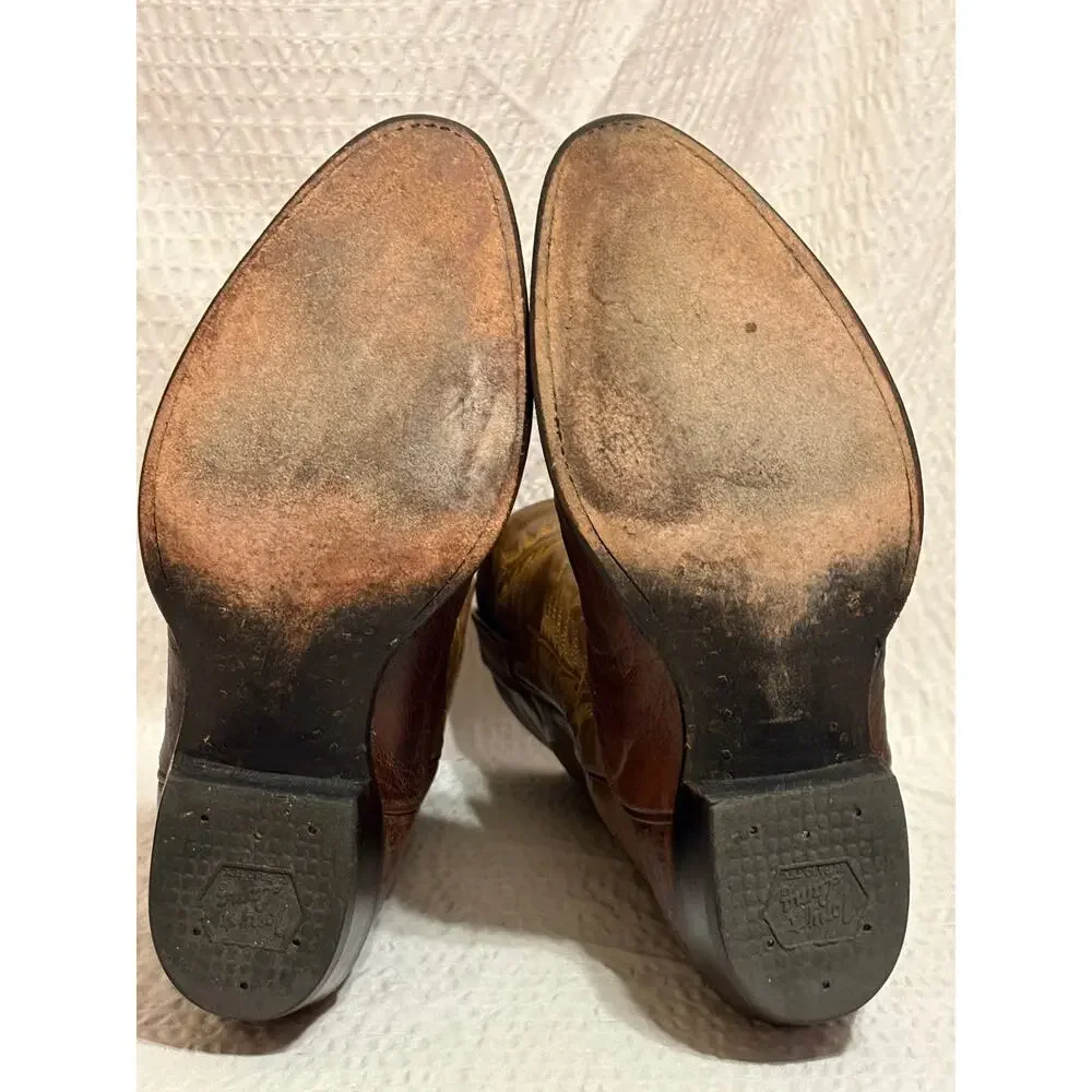 Vintage 80’s Tony Lama Ostrich Leather Western Cowboy Boots Men’s 10EE USA